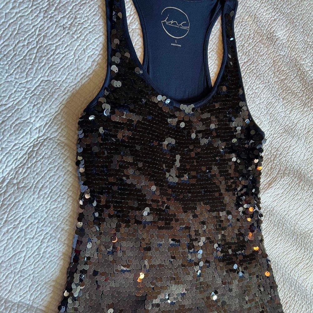 NWOT INC Deep Twilight Racerback Sequin Tank
